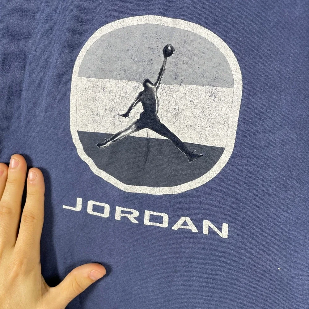 Vintage Jordan T Shirt Men XL Blue Jumpman Graphic Short Sleeve Nike 90s Y2K